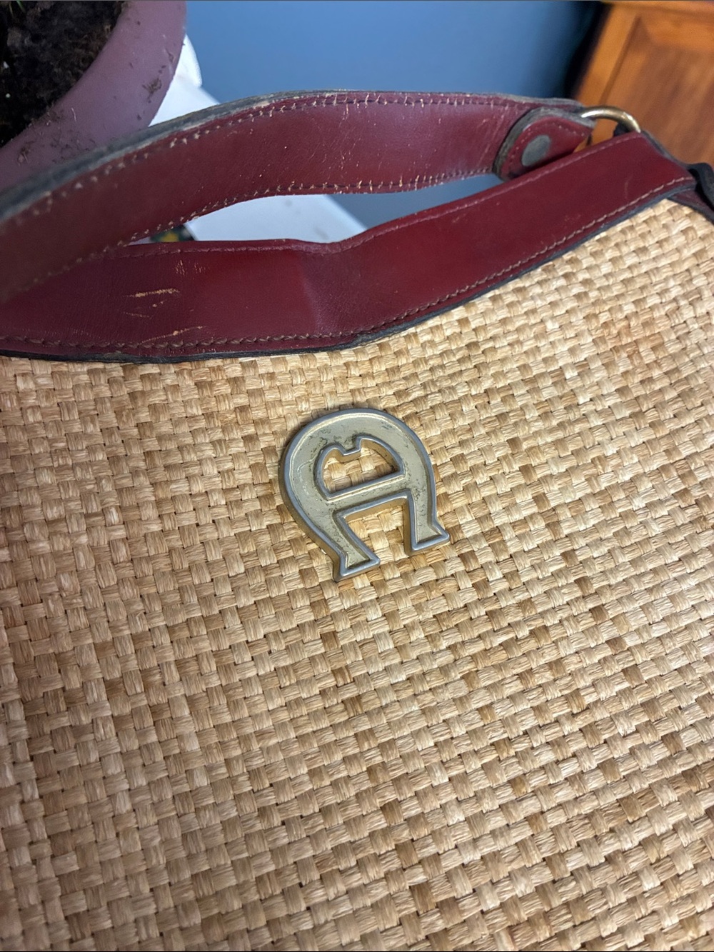 Vintage 60’s 70’s Etienne Aigner Woven Jute Straw Leather Shoulder Bag - Picture 9 of 10